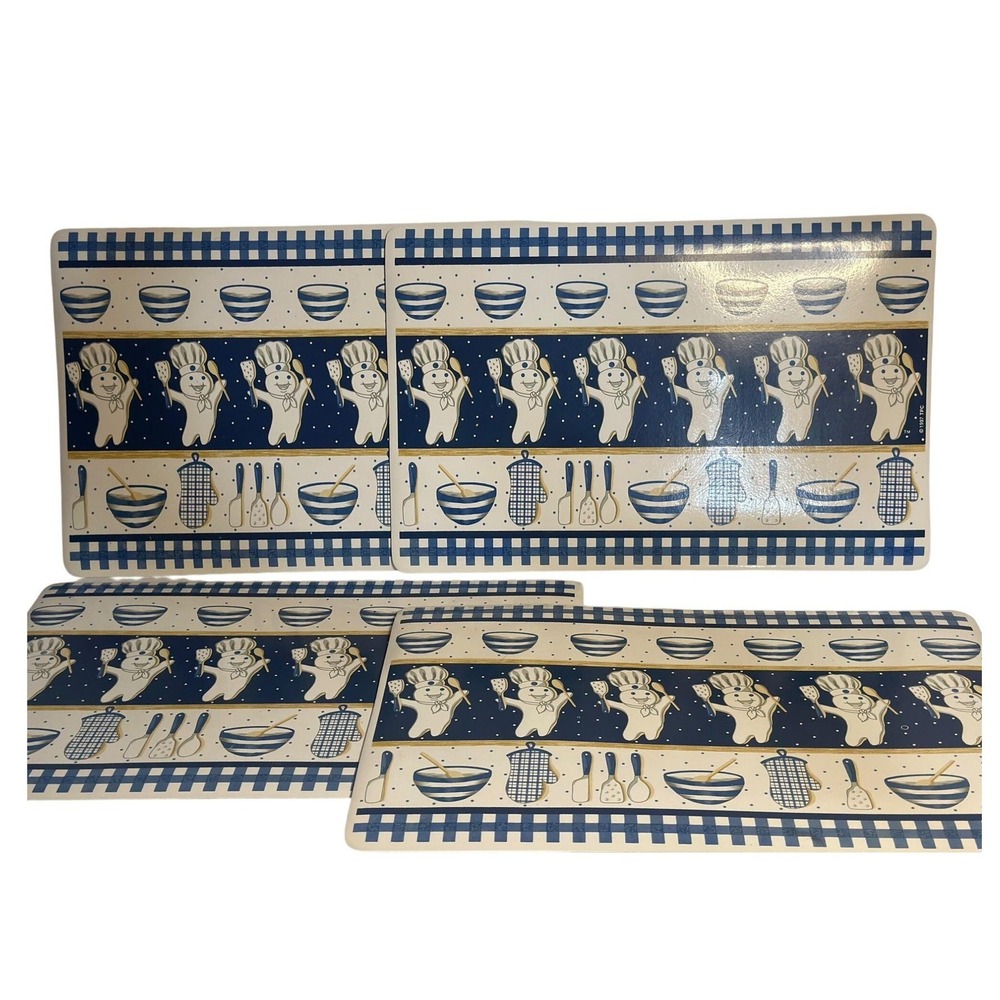 Vintage Pillsbury Doughboy Kitchen Placemats Set of 4 18x11.5 Retro Baking Decor